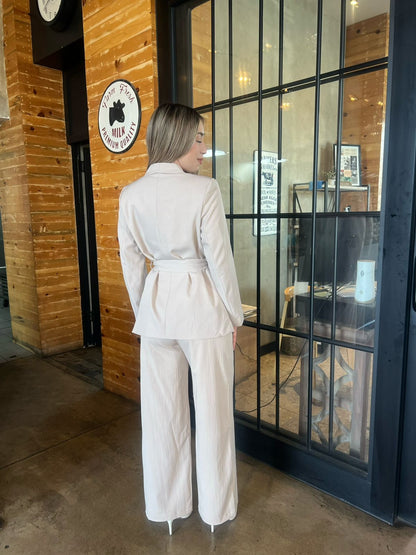 Conjunto, beige, blazer y pantalón #11833￼