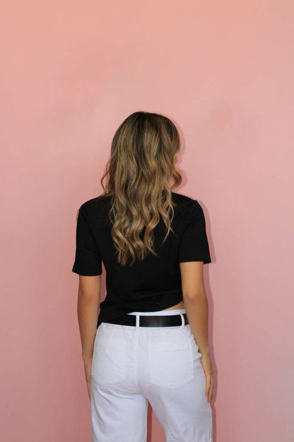 Blusa negra con nudo asimétrica #11844￼