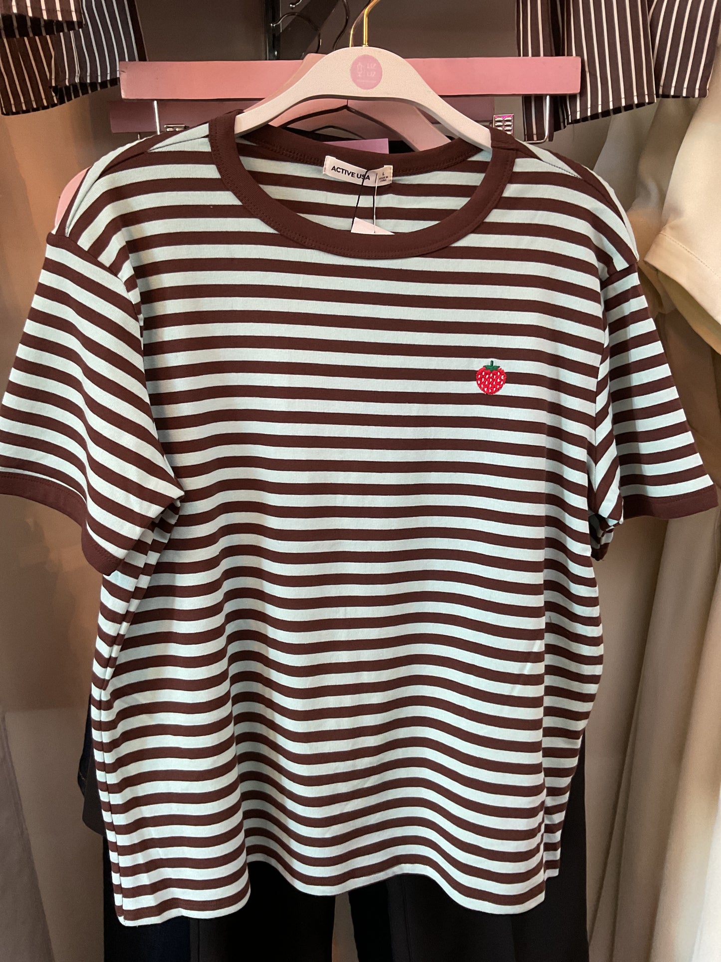 Blusa azul rayas cafés #11799