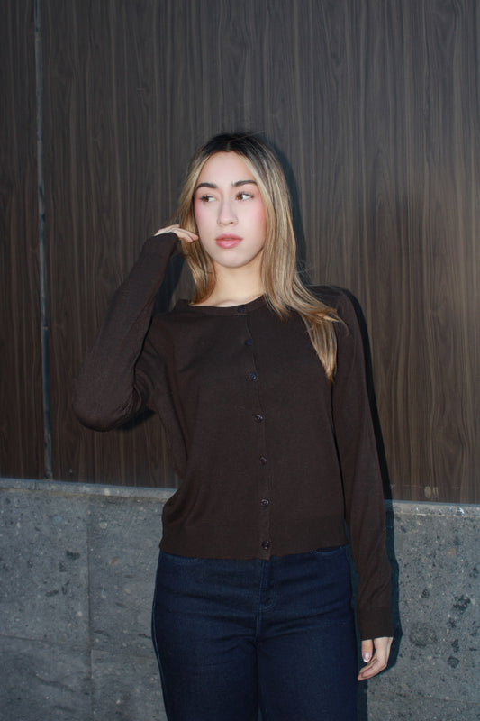 Suéter de botones, café, chocolate #11613￼