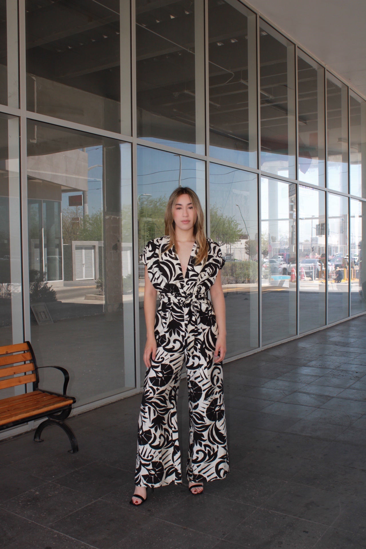 Jumpsuit manta blanco c negro #11101