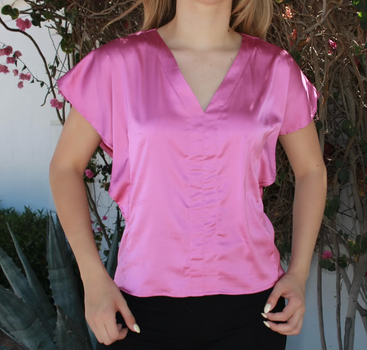 Blusas rosa viejo Manga Olanes #11197