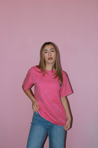Camiseta rosa c brillos #11740