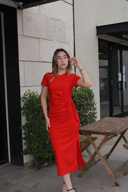Vestido rojo midi #10956