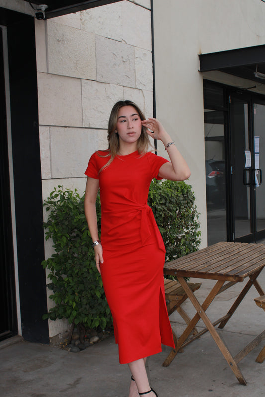 Vestido rojo midi #10956