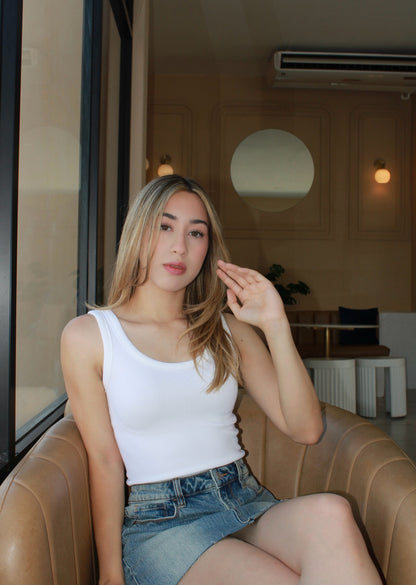 Top blanco básico tirantes con elástico #11328
