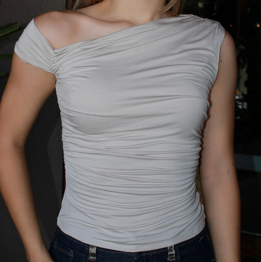Blusa beige off shoulder #11442