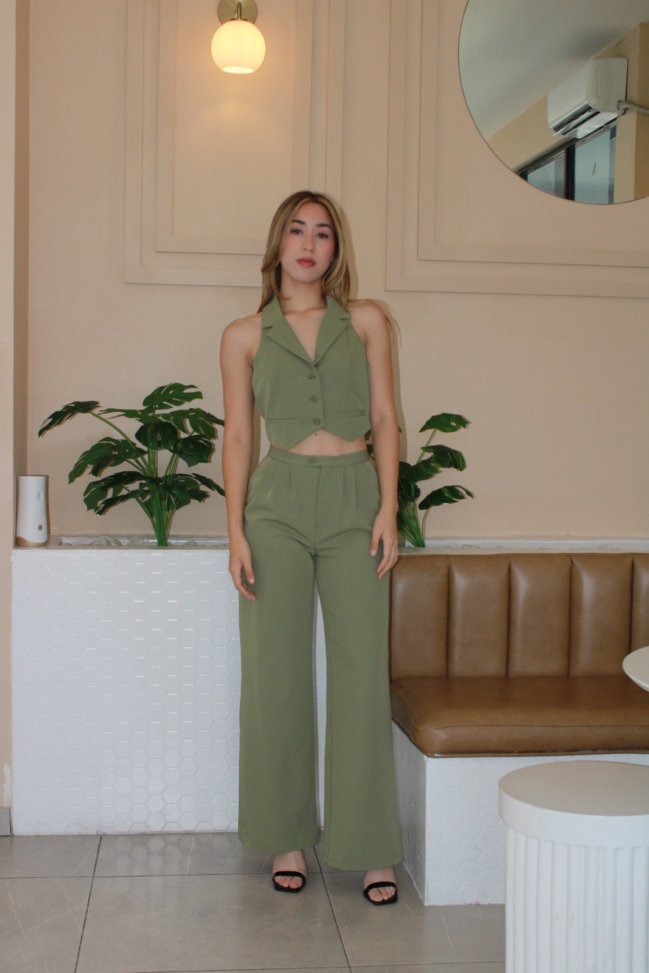 Set verde de chaleco y pantalón #11332