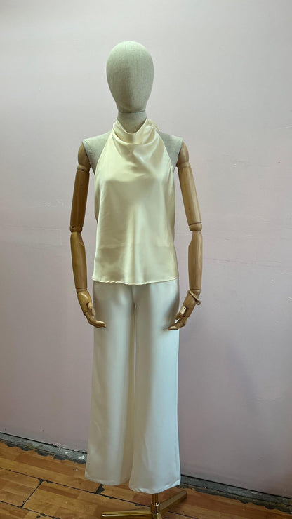 Blusa amarilla halter satinada #11956