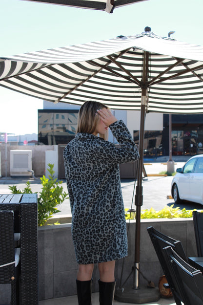 Abrigo midi animal print gris #11507