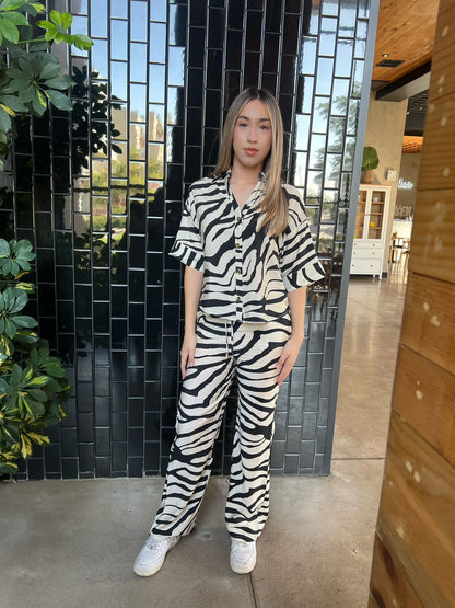 Conjunto de dos piezas con estampado negro#11823