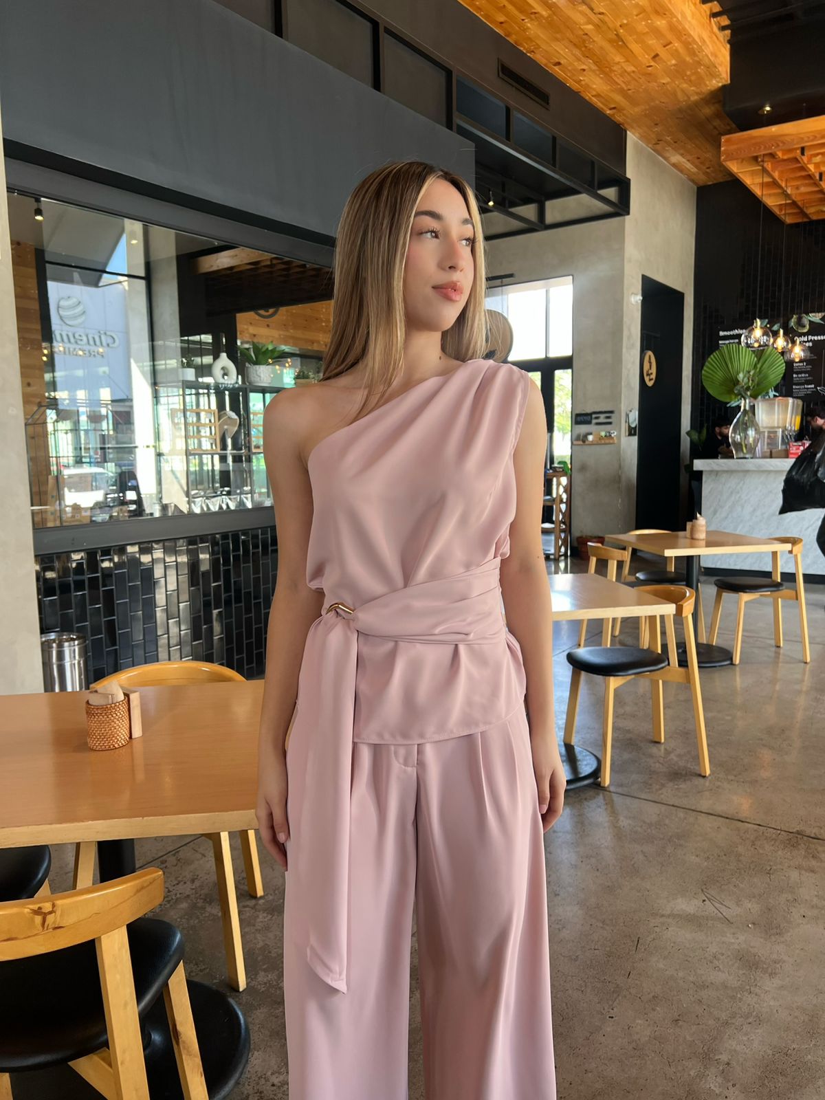 Conjunto, blusa y pantalón rosa pastel #11825￼