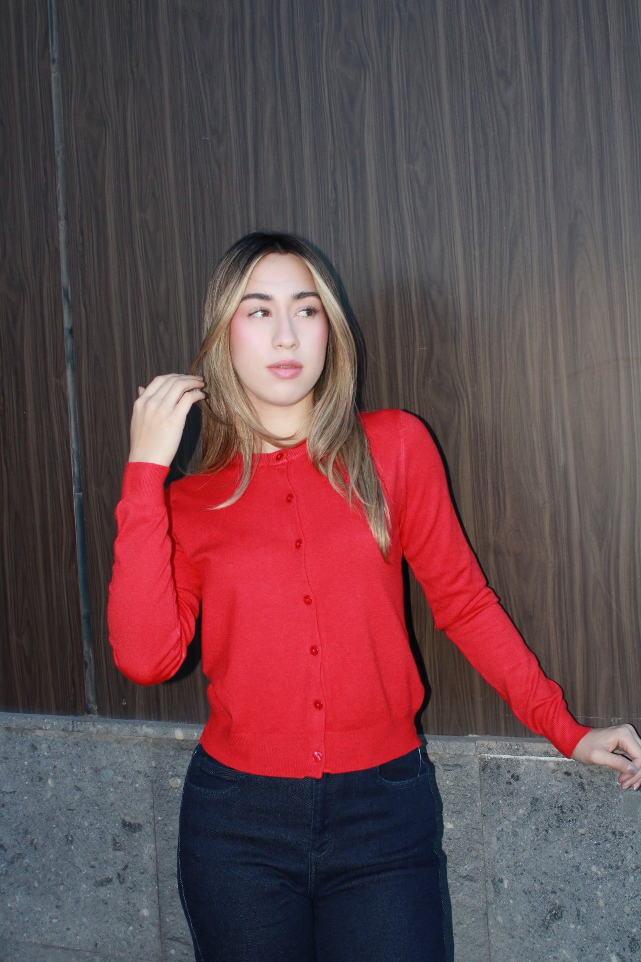 Suéter de botones, rojo #11608￼