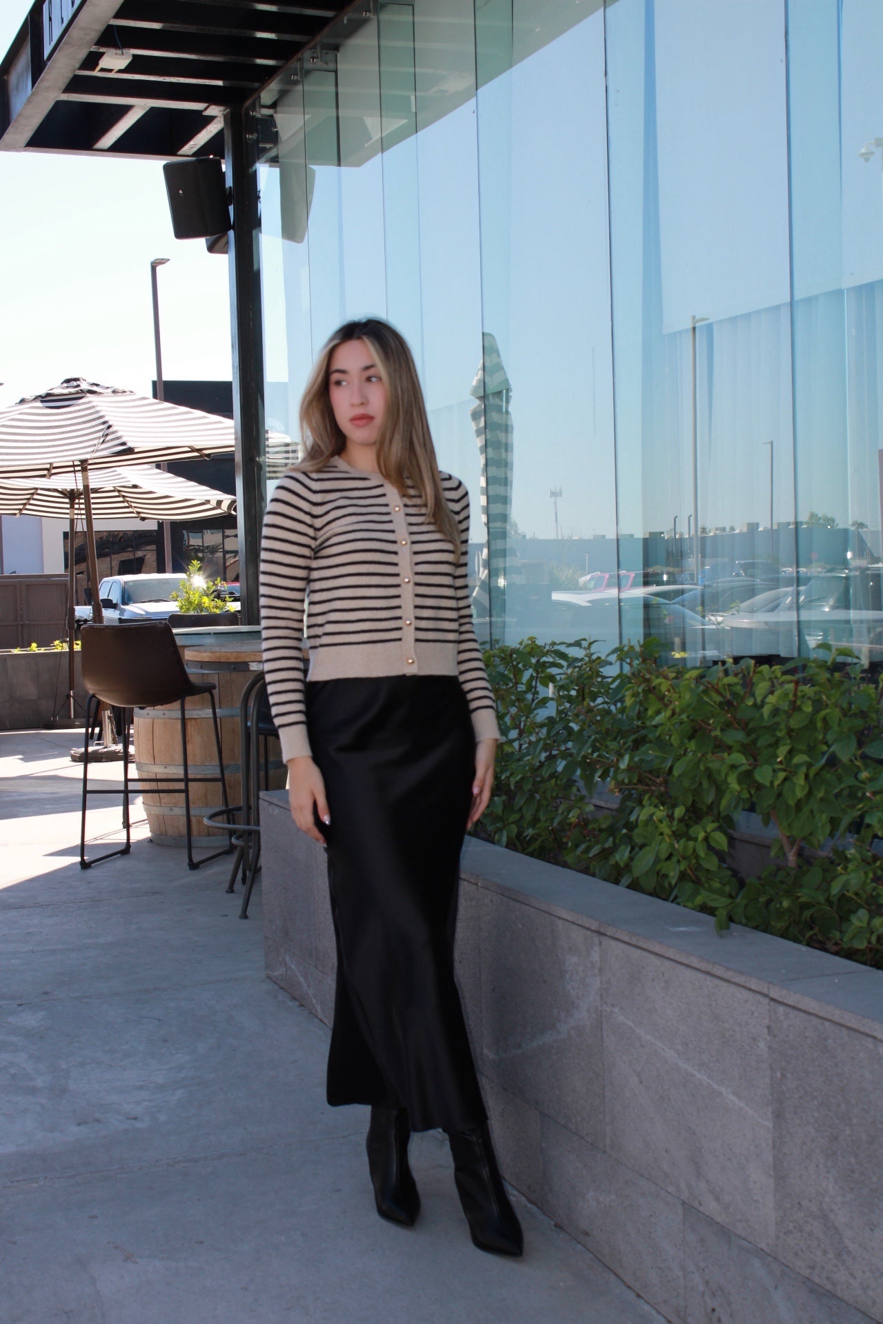 Suéter rayado mocha c negro #11503