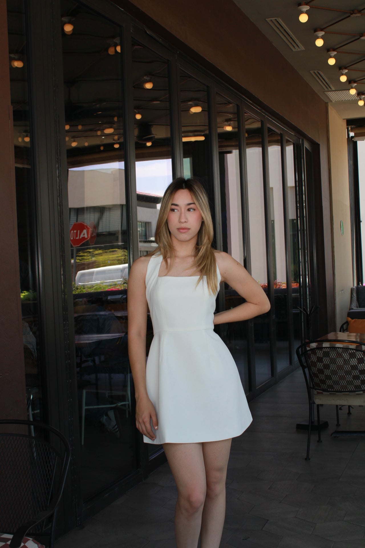 Vestido blanco corto halter #11285