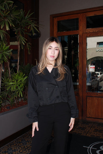 Gabardina corta negra #11569