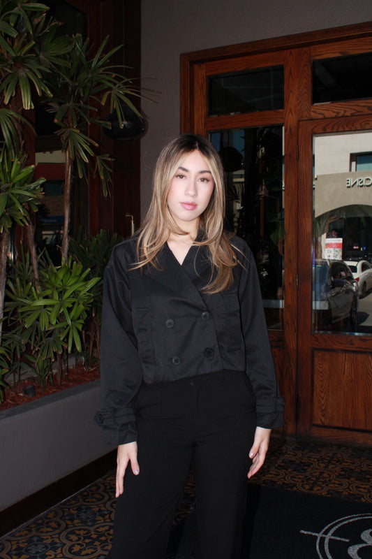 Gabardina corta negra #11569