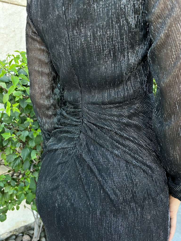 Vestido, largo negro, con plata #11529