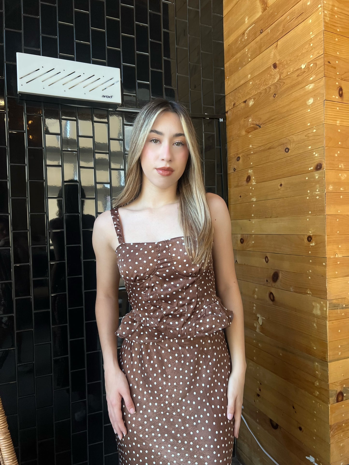 Conjunto por falda y Top café #11851￼