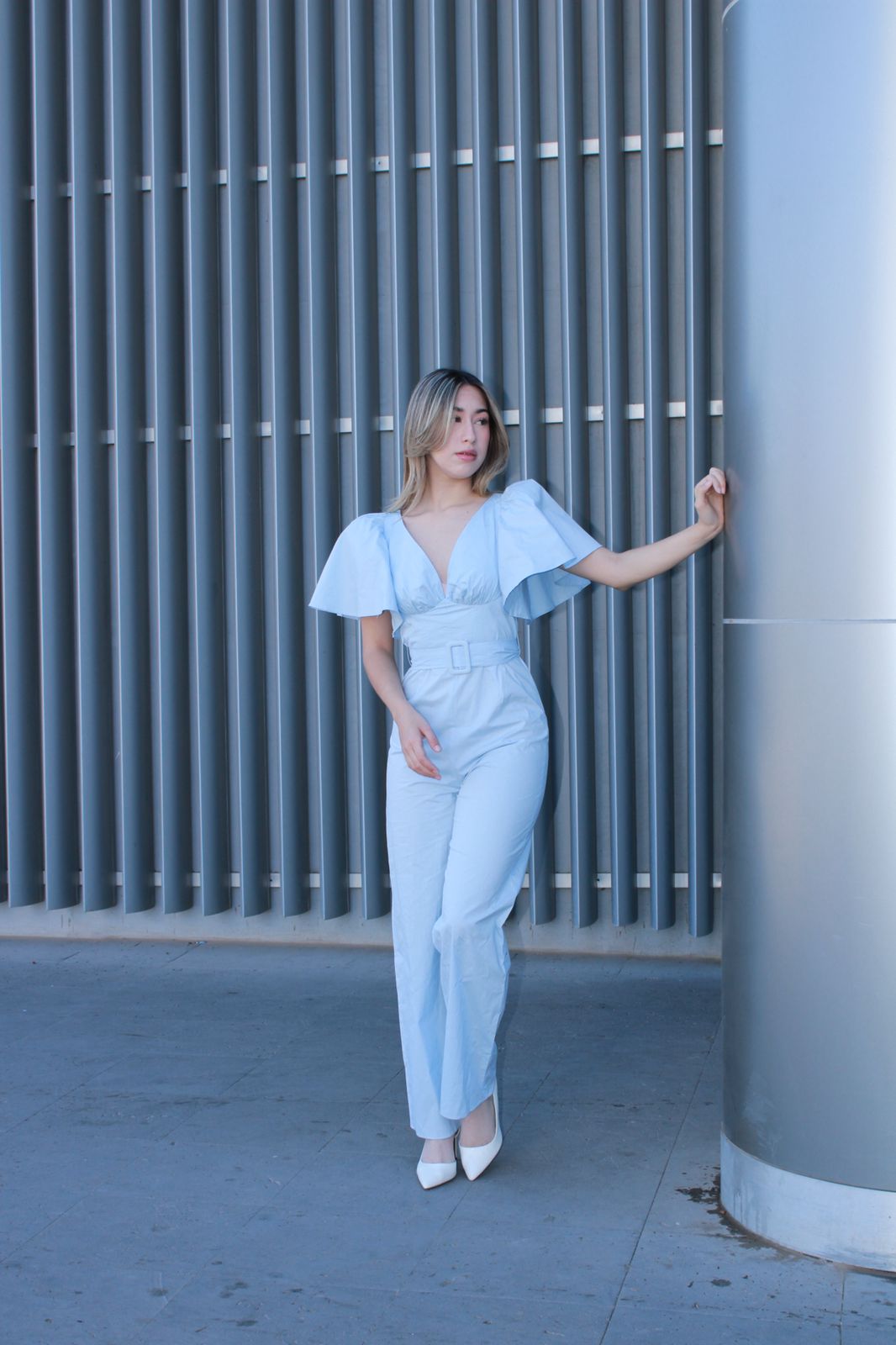 Jumpsuit azul claro con cinto #10887