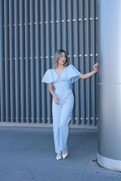 Jumpsuit azul claro con cinto #10887