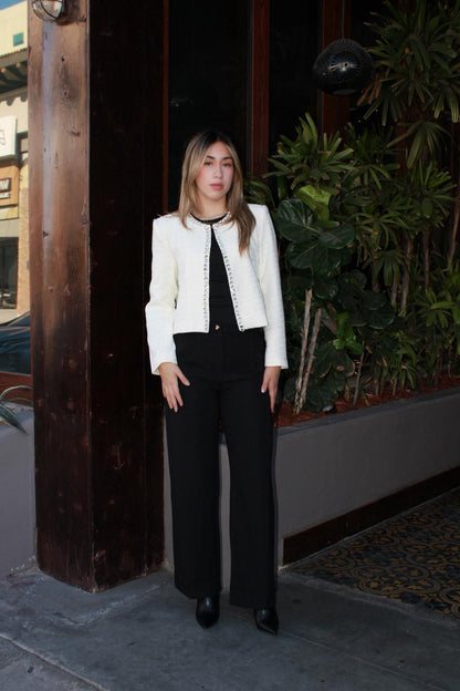 Saco crema con piedras #11652￼