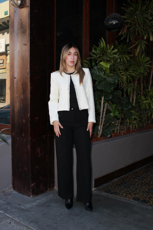 Saco crema con piedras #11652￼