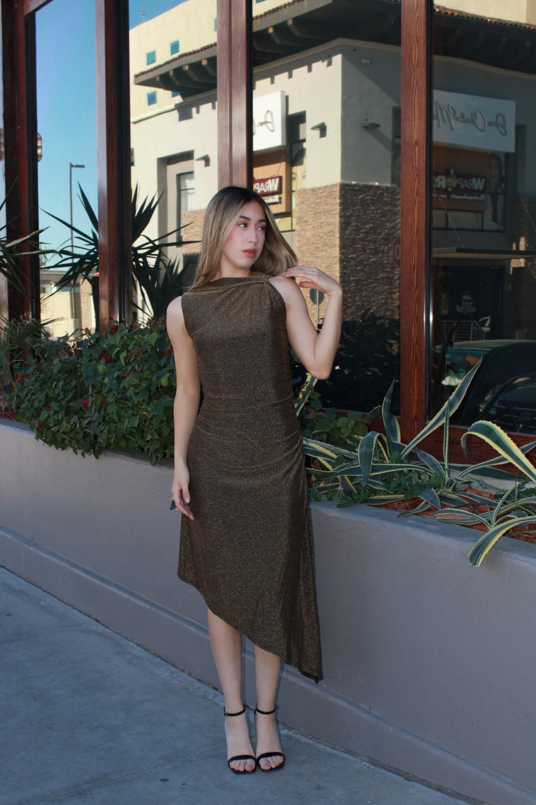 Vestido dorado, Midi #11653￼