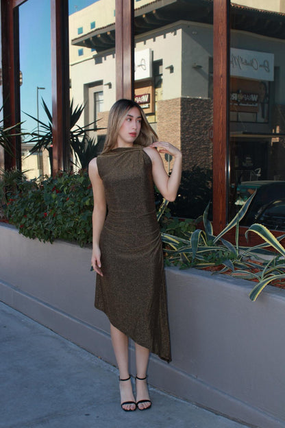 Vestido dorado, Midi #11653￼