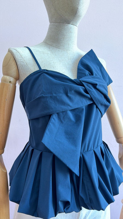 Blusa tipo globo azul marino #11950
