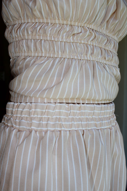Set Rayado strapless y short crema c blanco #11177