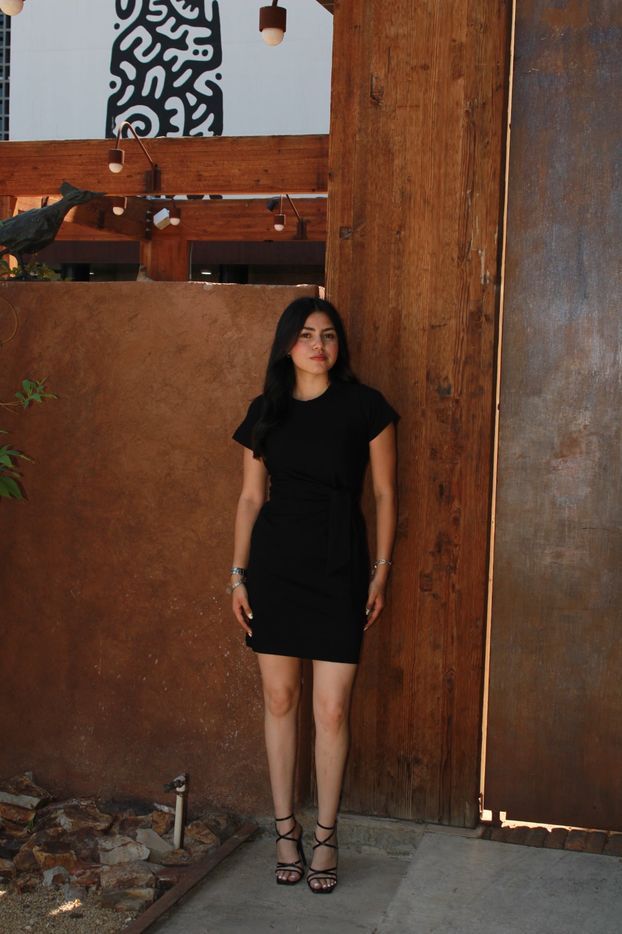Vestido negro c nudo corto #11264