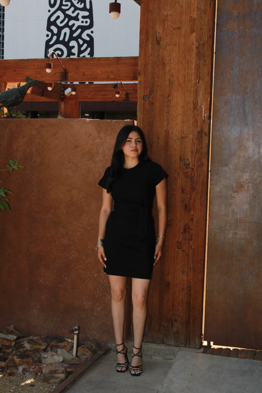 Vestido negro c nudo corto #11264