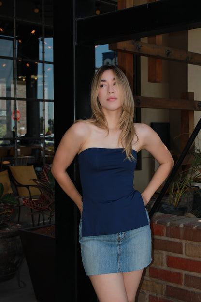 Top strapless azul marino #11272