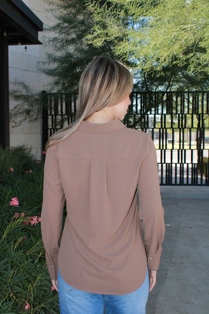 Camisa, mocha botones de brillo ￼#11523