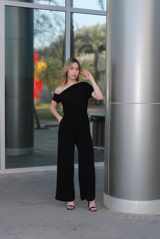 Jumpsuit negro asimétrico #11109