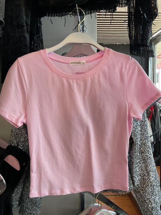 Camiseta básica, rosa, pastel. ￼#11773