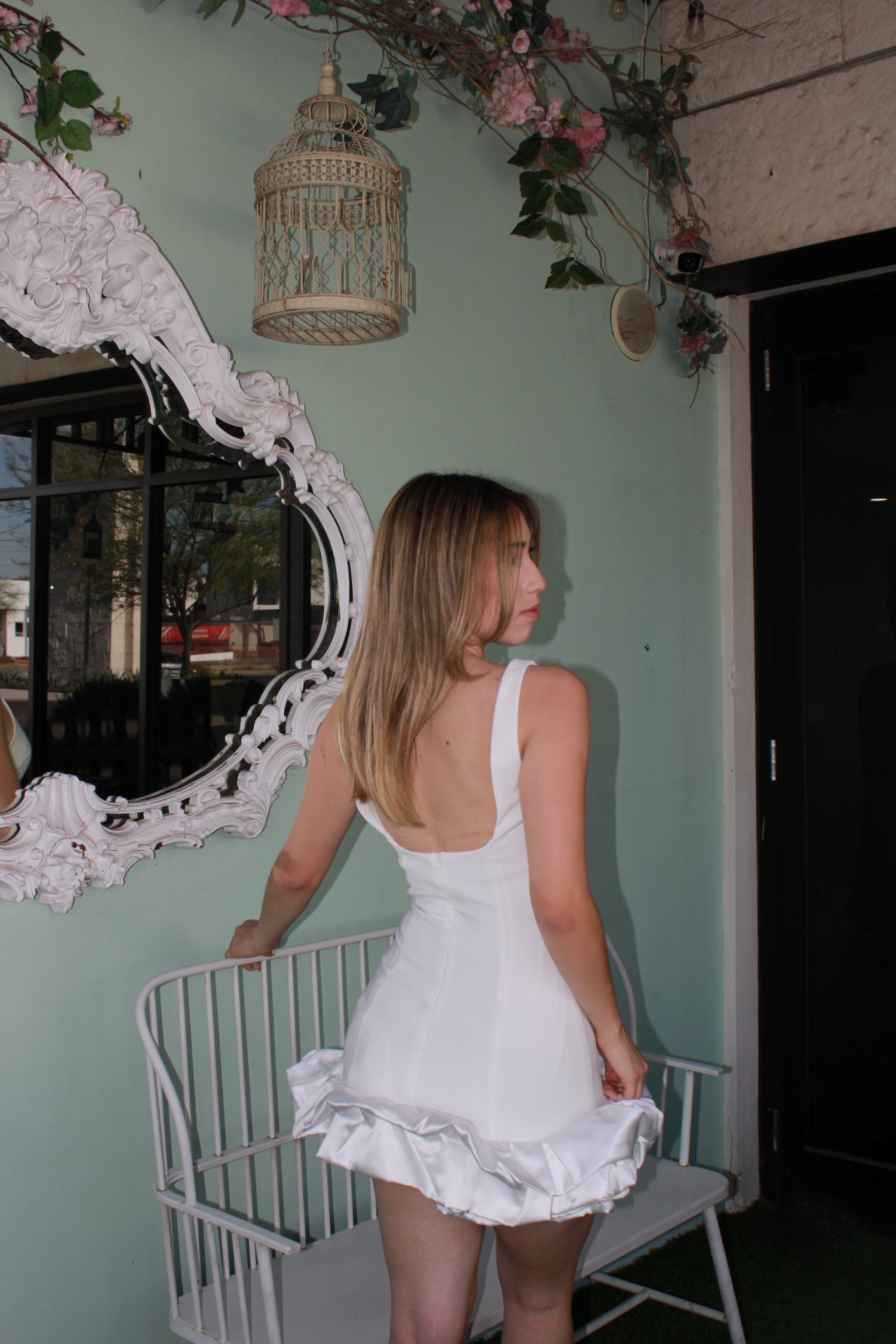 Vestido blanco corto bombacho de abajo #11188