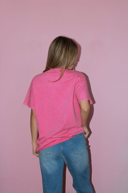 Camiseta rosa c brillos #11740