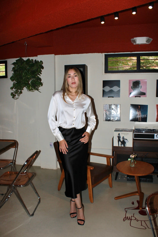 Camisa blanca, satinada#11418