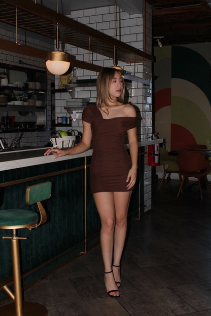 Vestido, café, corto ￼#11395