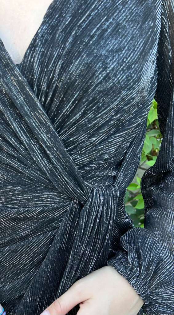 Vestido, largo negro, con plata #11529