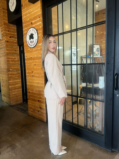 Conjunto, beige, blazer y pantalón #11833￼