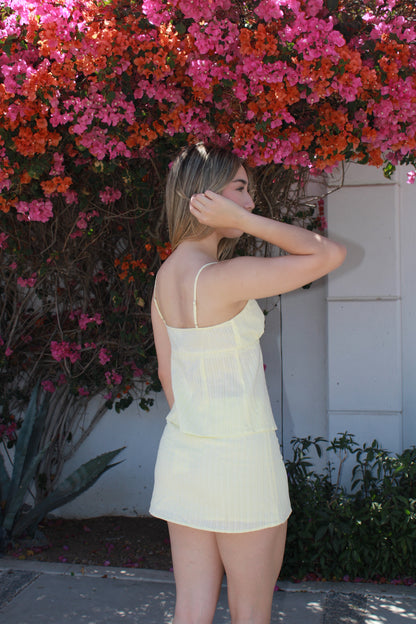 Set amarillo pastel blusa y falda #11155