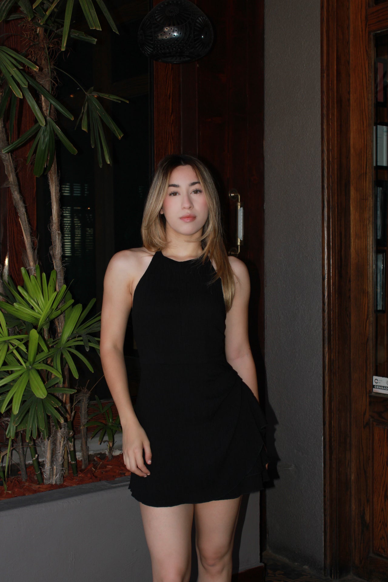 Vestido playero corto color negro halter #11309
