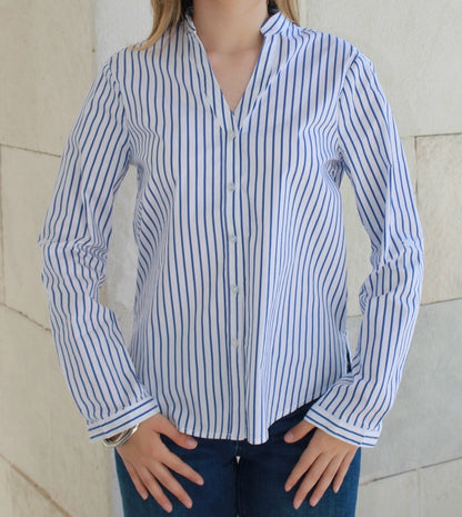 Camisa blanca c rayas azules #10103