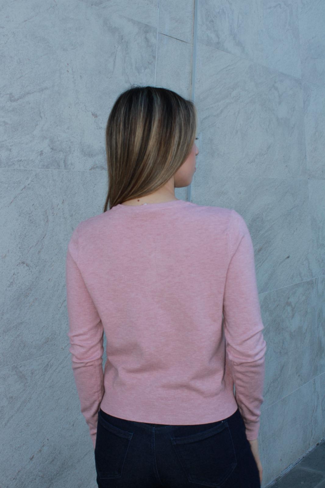 Suéter de botones, rosa, bajito # 11582￼