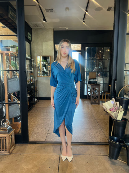 Vestido azul escote en V#11850