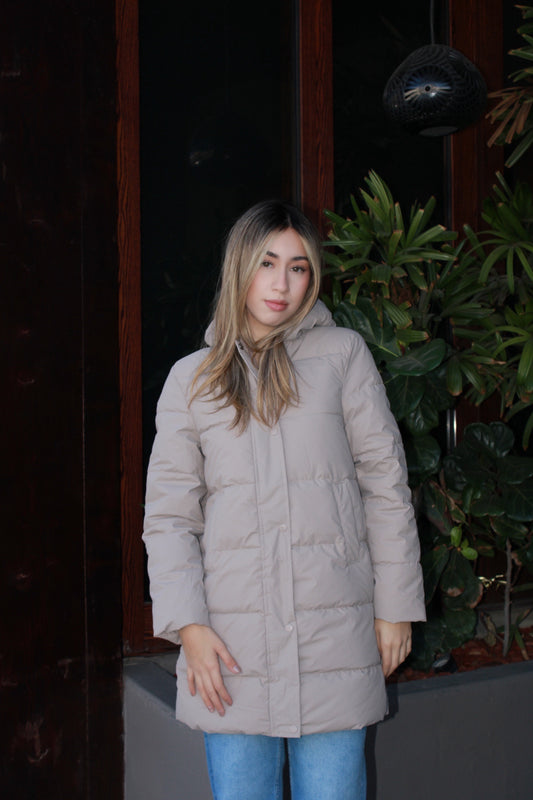 Chamarra larga café beige #11565