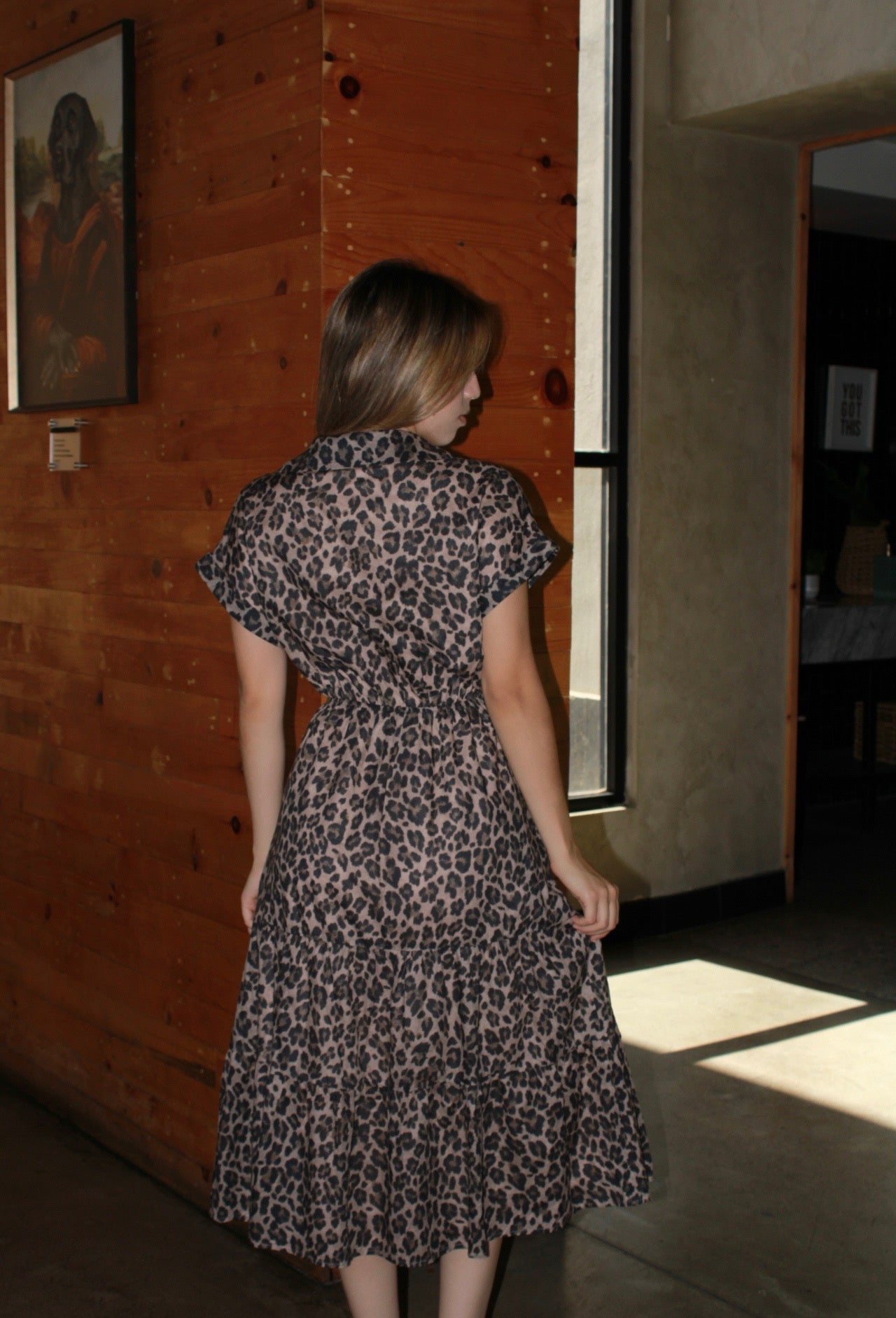 Vestido animal print midi c elástico #11313